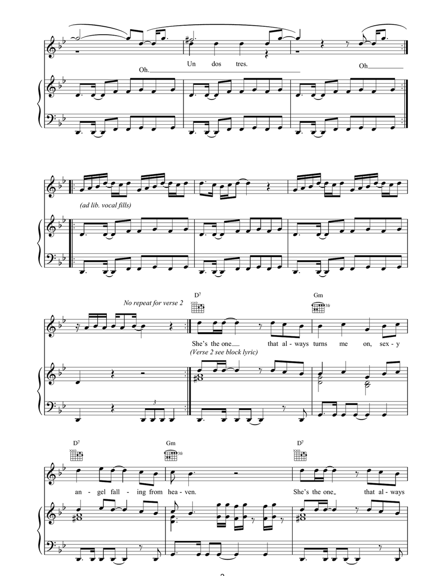 (Un, Dos, Tres) Maria (Un, Dos, Tres) Maria Piano, Vocal, Guitar scores gallery preview page 2