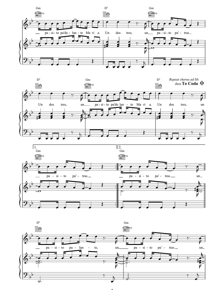(Un, Dos, Tres) Maria (Un, Dos, Tres) Maria Piano, Vocal, Guitar scores gallery preview page 4