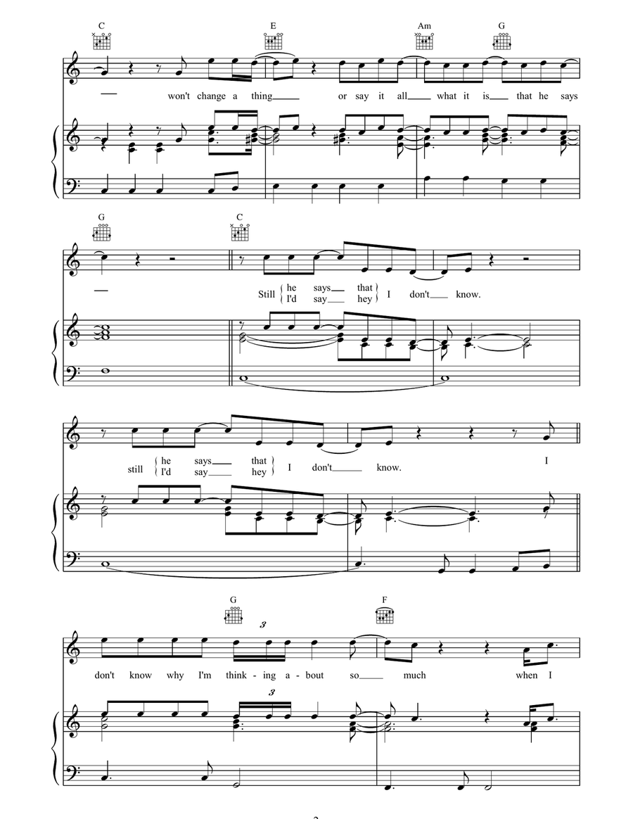 Tele He's Not Talking Tele He's Not Talking Piano, Vocal, Guitar scores gallery preview page 2