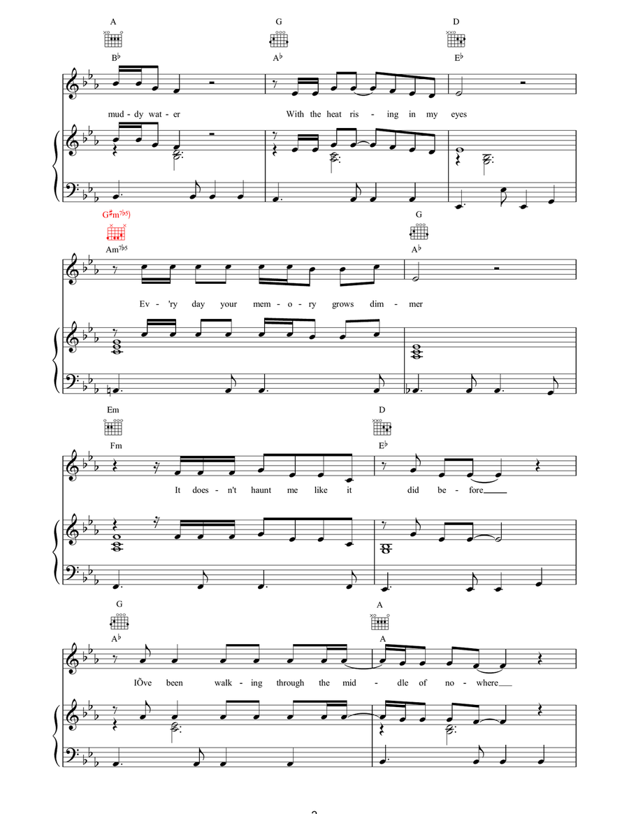 Tryin'To Get To Heaven Piano, Vocal, Guitar scores gallery preview page 2