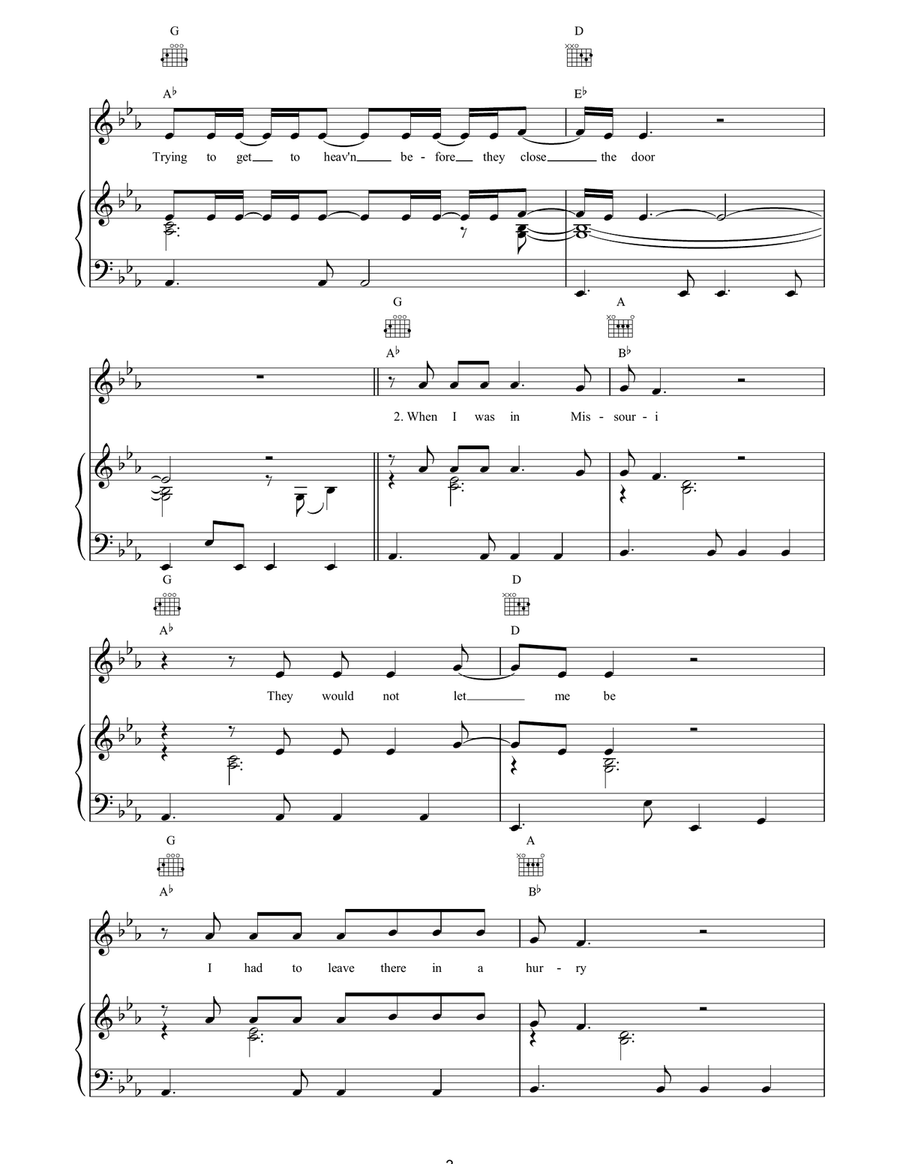Tryin'To Get To Heaven Piano, Vocal, Guitar scores gallery preview page 3
