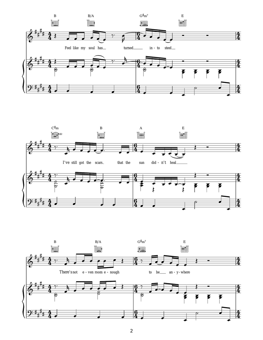 Not Dark Yet Not Dark Yet Piano, Vocal, Guitar scores gallery preview page 2
