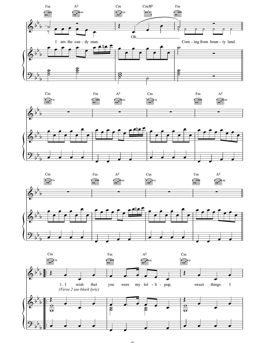 Lollipop (Candyman) Lollipop (Candyman) Piano, Vocal, Guitar scores gallery preview page 2