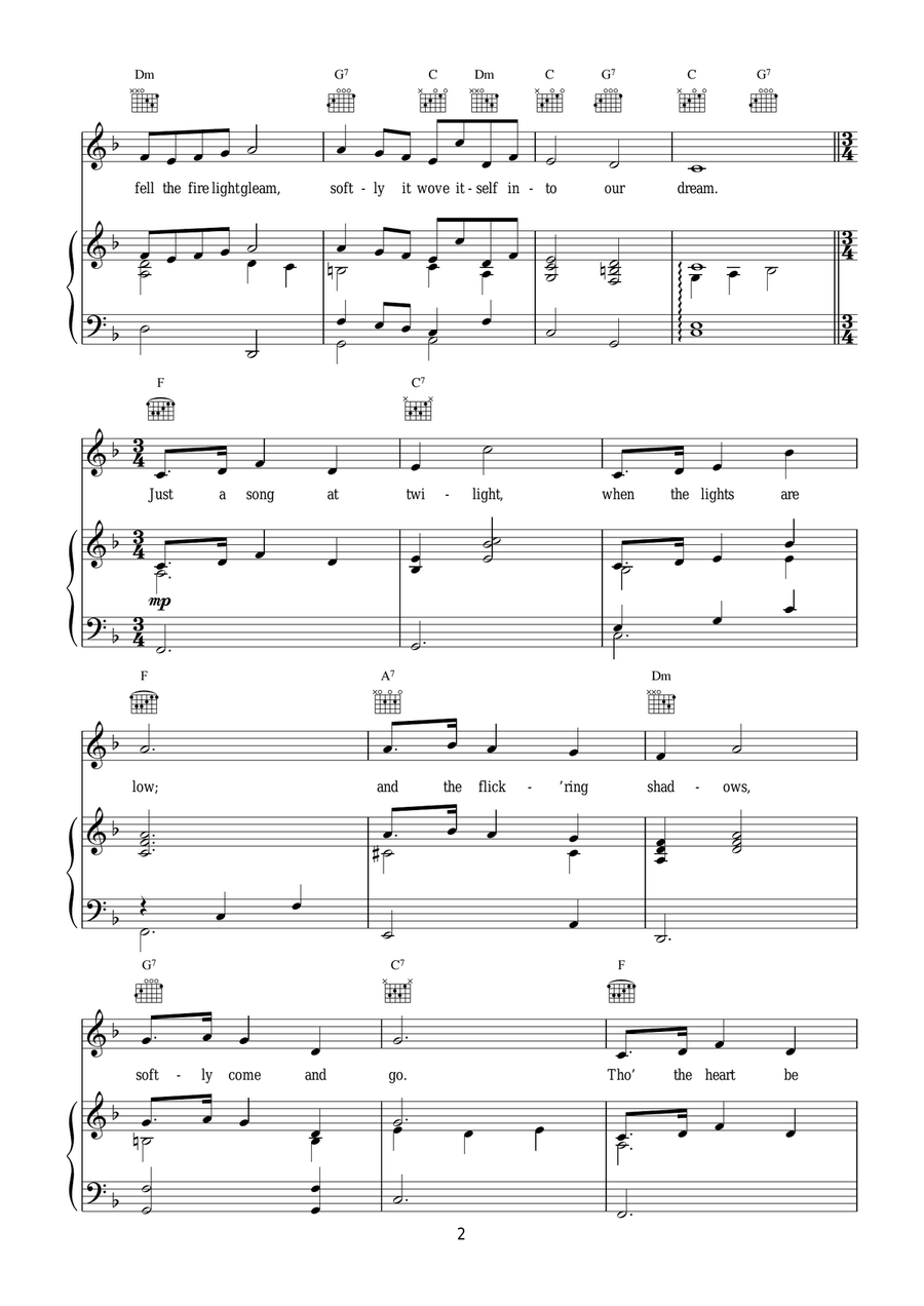 Love's Old Sweet Song Love's Old Sweet Song Piano, Vocal, Guitar scores gallery preview page 2