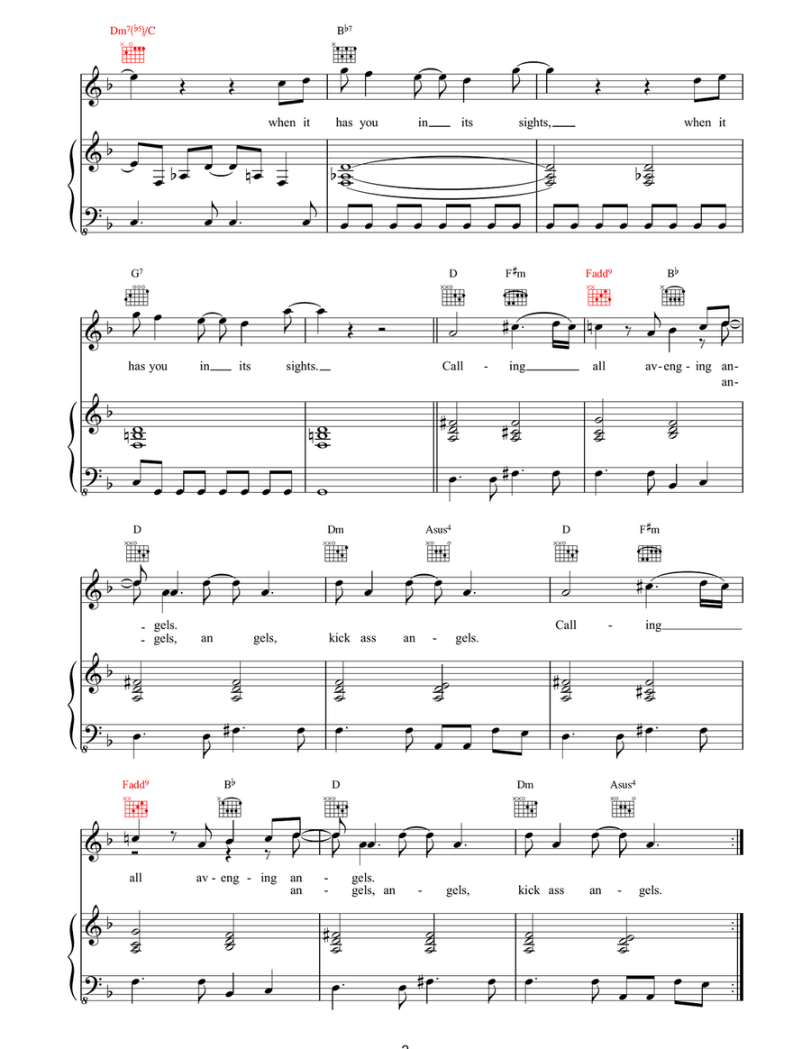Avenging Angels Avenging Angels Piano, Vocal, Guitar scores gallery preview page 2