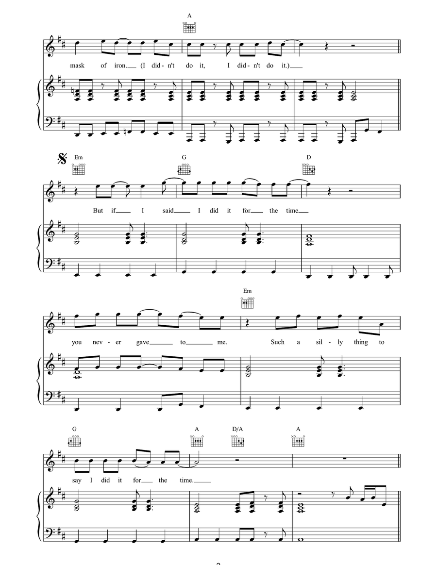 I O'Clock I O'Clock Piano, Vocal, Guitar scores gallery preview page 2