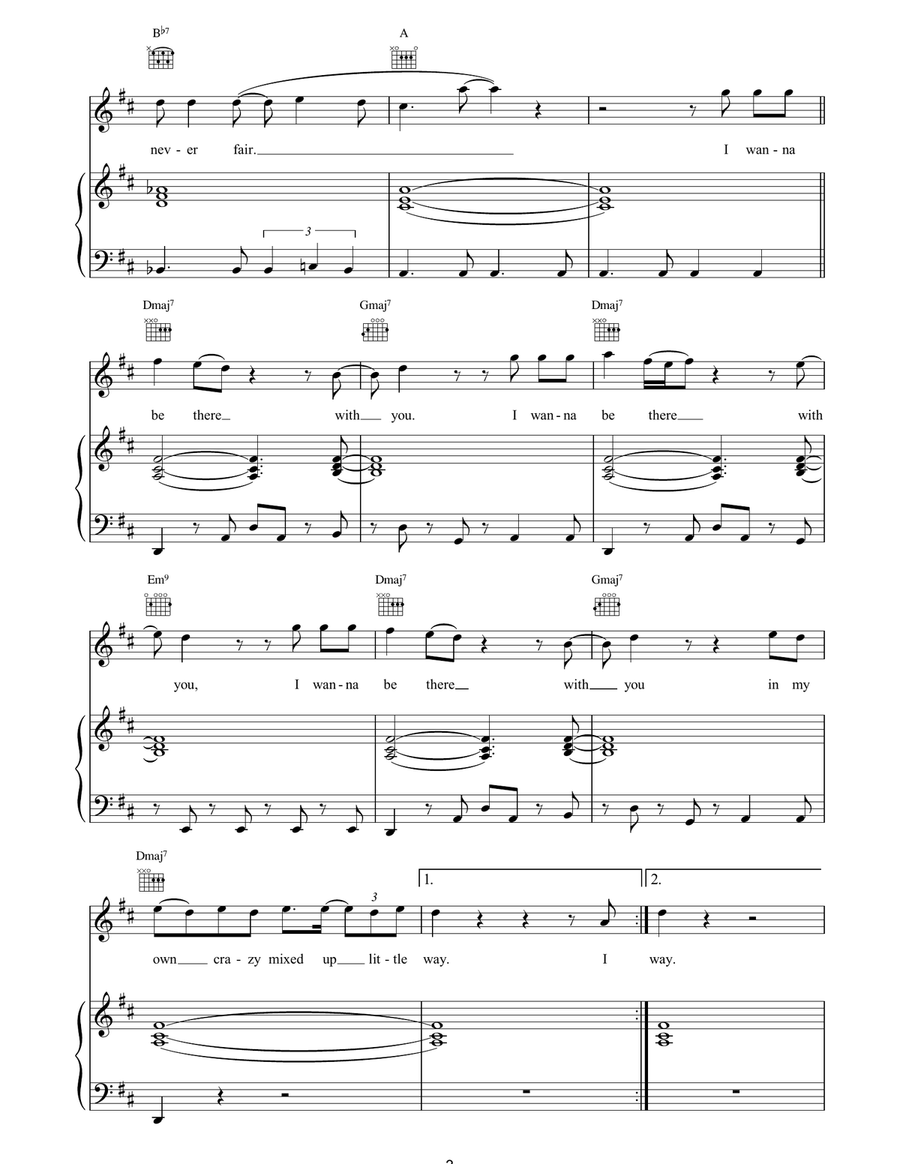 Be There Be There Piano, Vocal, Guitar scores gallery preview page 3