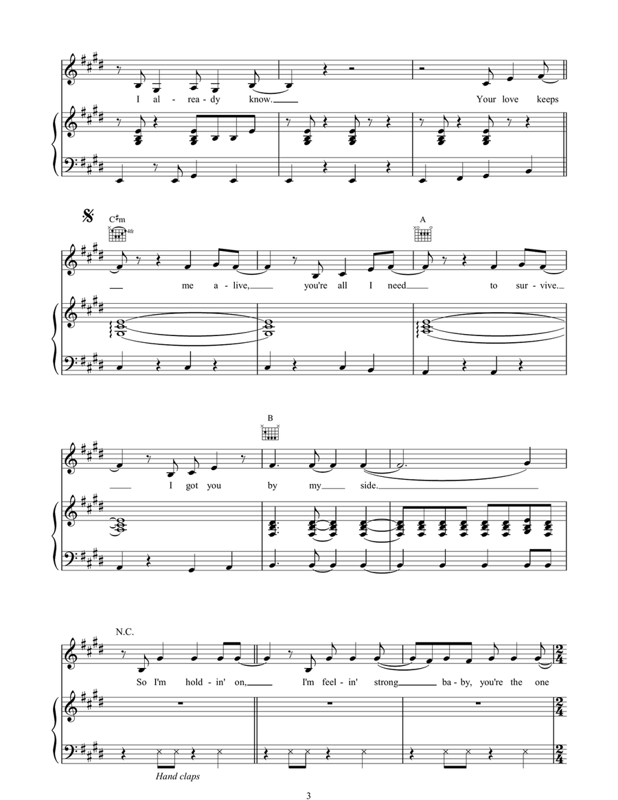 I'm Holdin' On To Love (To Save My Life) Piano, Vocal, Guitar scores gallery preview page 3