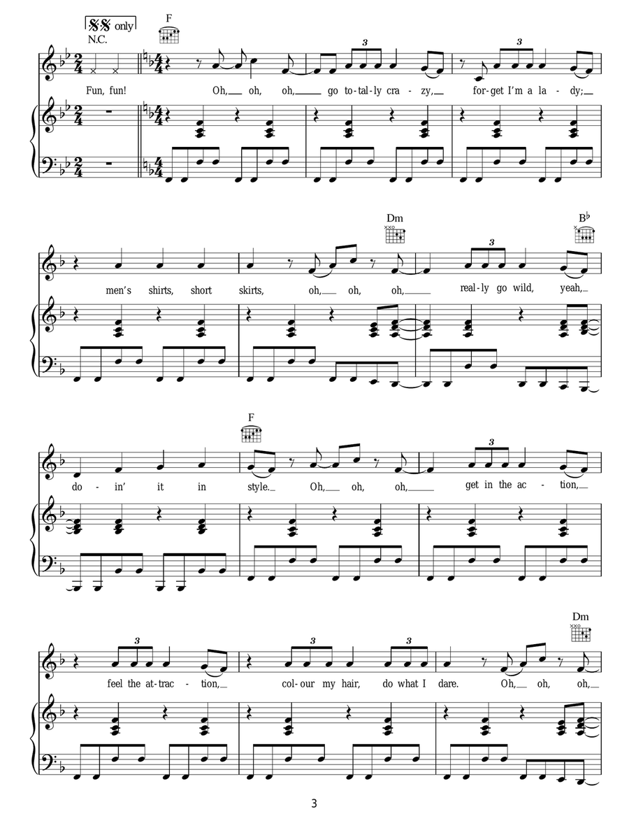 Man! I Feel Like A Woman! Piano, Vocal, Guitar scores gallery preview page 3