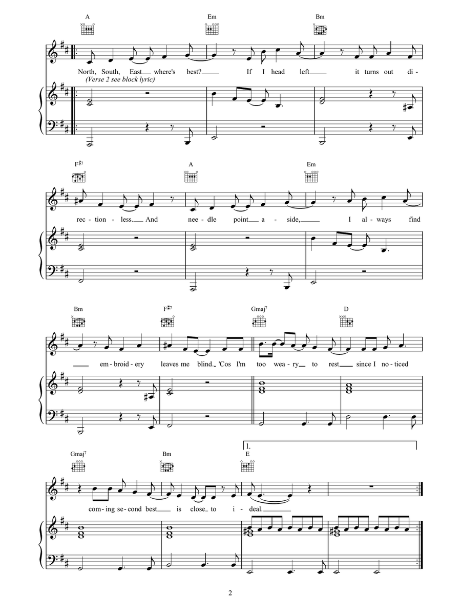 Goldfish And Paracetamol Goldfish And Paracetamol Piano, Vocal, Guitar scores gallery preview page 2