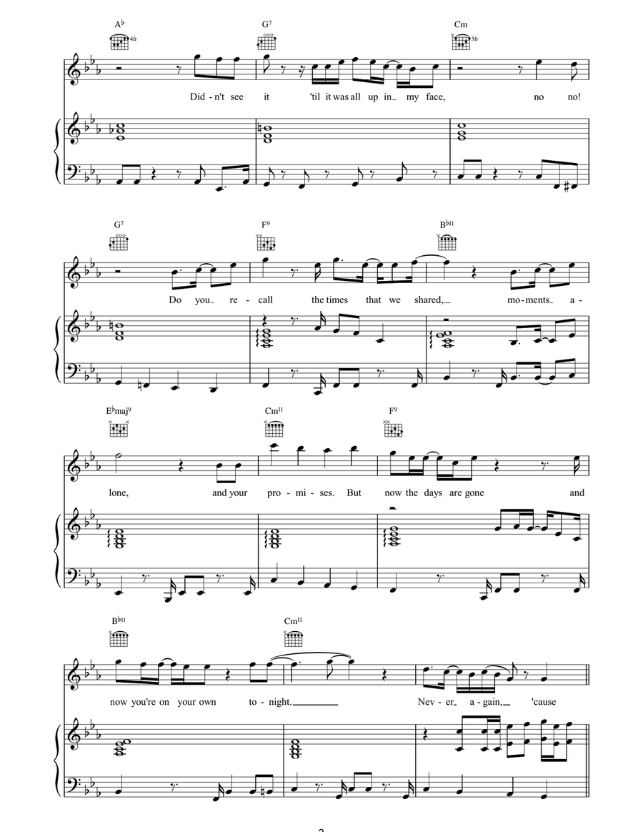 Its All Over Its All Over Piano, Vocal, Guitar scores gallery preview page 3