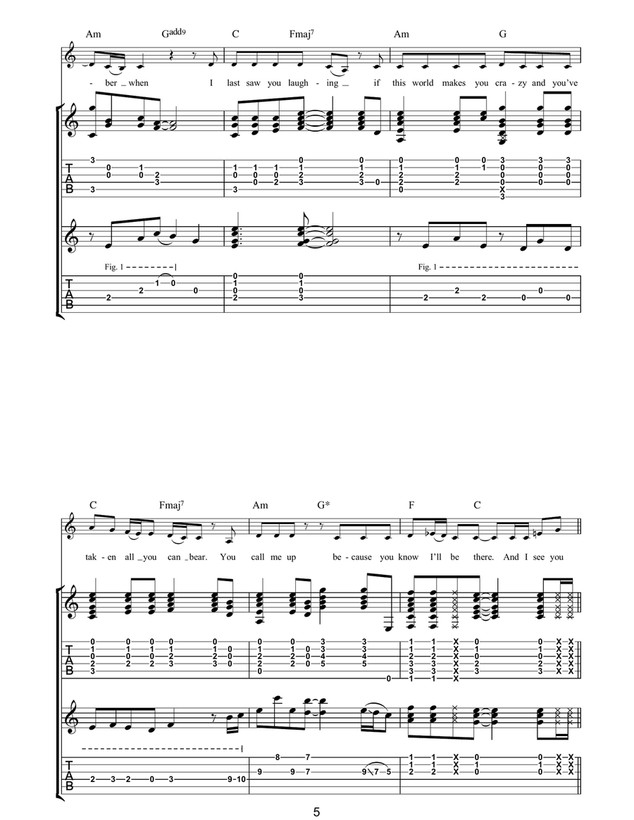 True Colours True Colours Acoustic Guitar scores gallery preview page 5