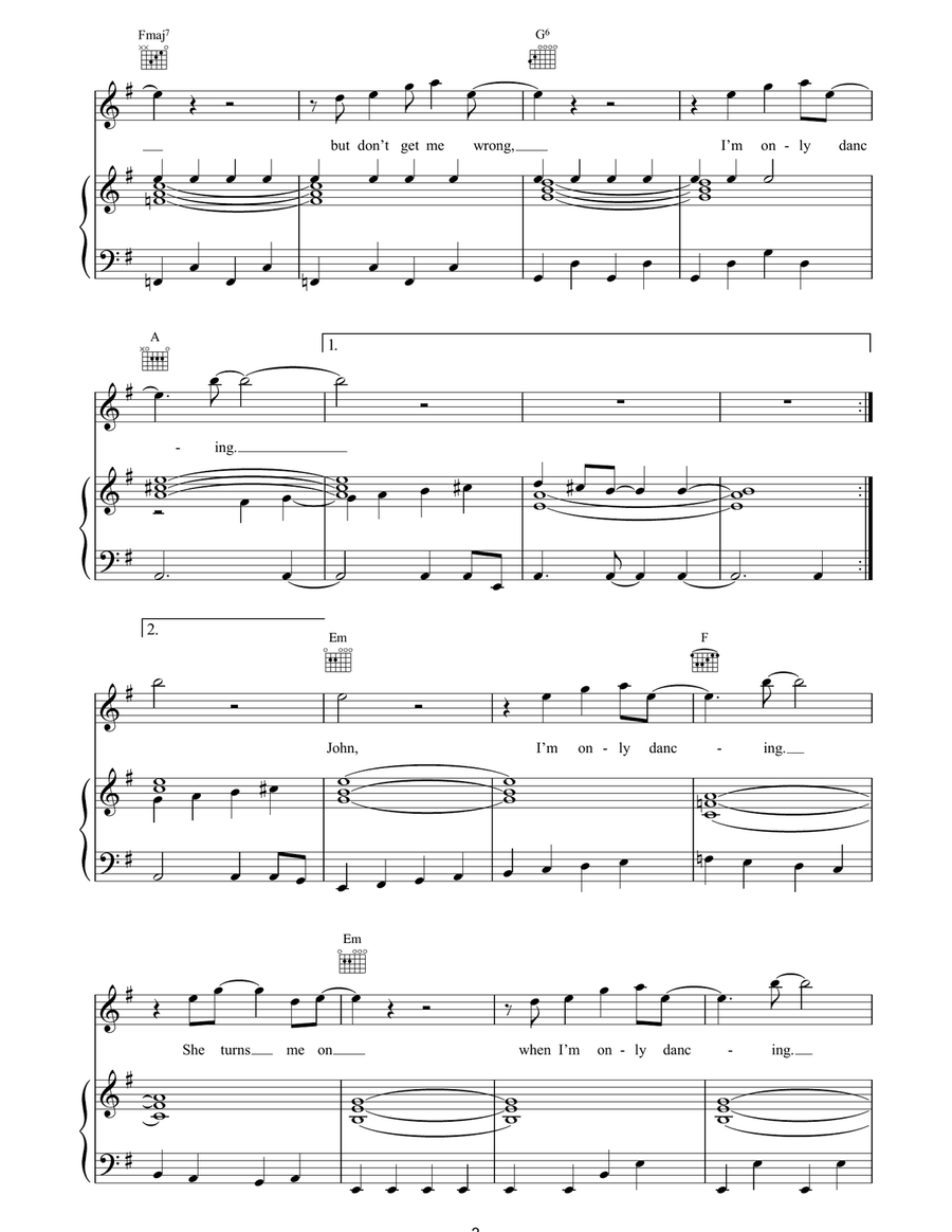 John, I'm Only Dancing John, I'm Only Dancing Piano, Vocal, Guitar scores gallery preview page 3
