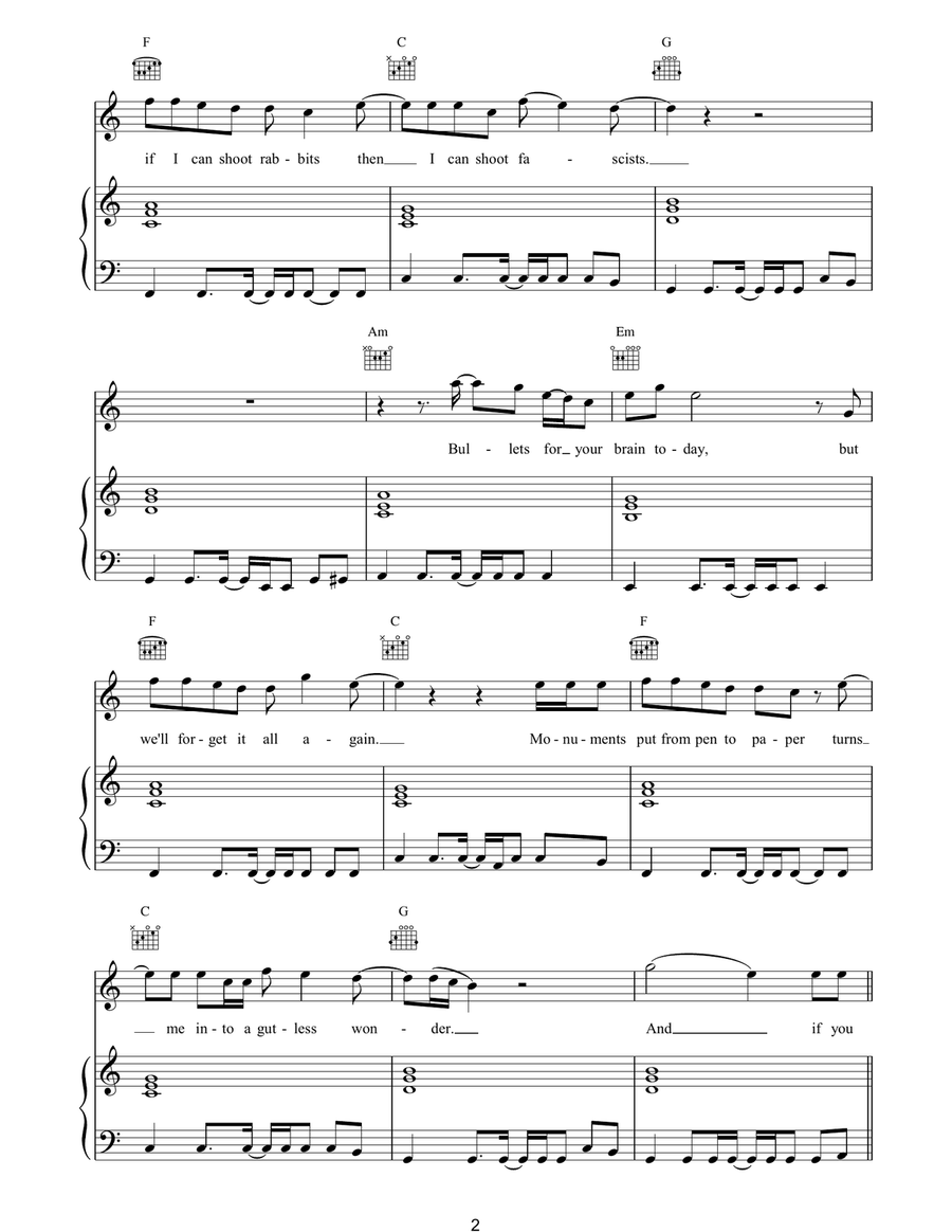 If You Tolerate This Your Children Will Be Next Piano, Vocal, Guitar scores gallery preview page 2