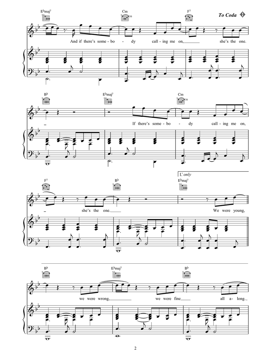 She's The One She's The One Piano, Vocal, Guitar scores gallery preview page 2