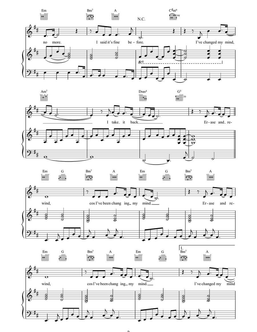 Erase / Rewind Erase / Rewind Piano, Vocal, Guitar scores gallery preview page 3