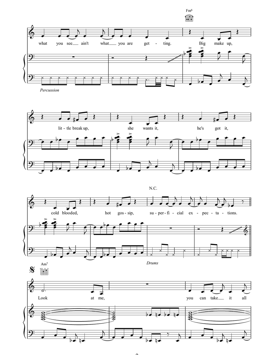 Look At Me Look At Me Piano, Vocal, Guitar scores gallery preview page 2
