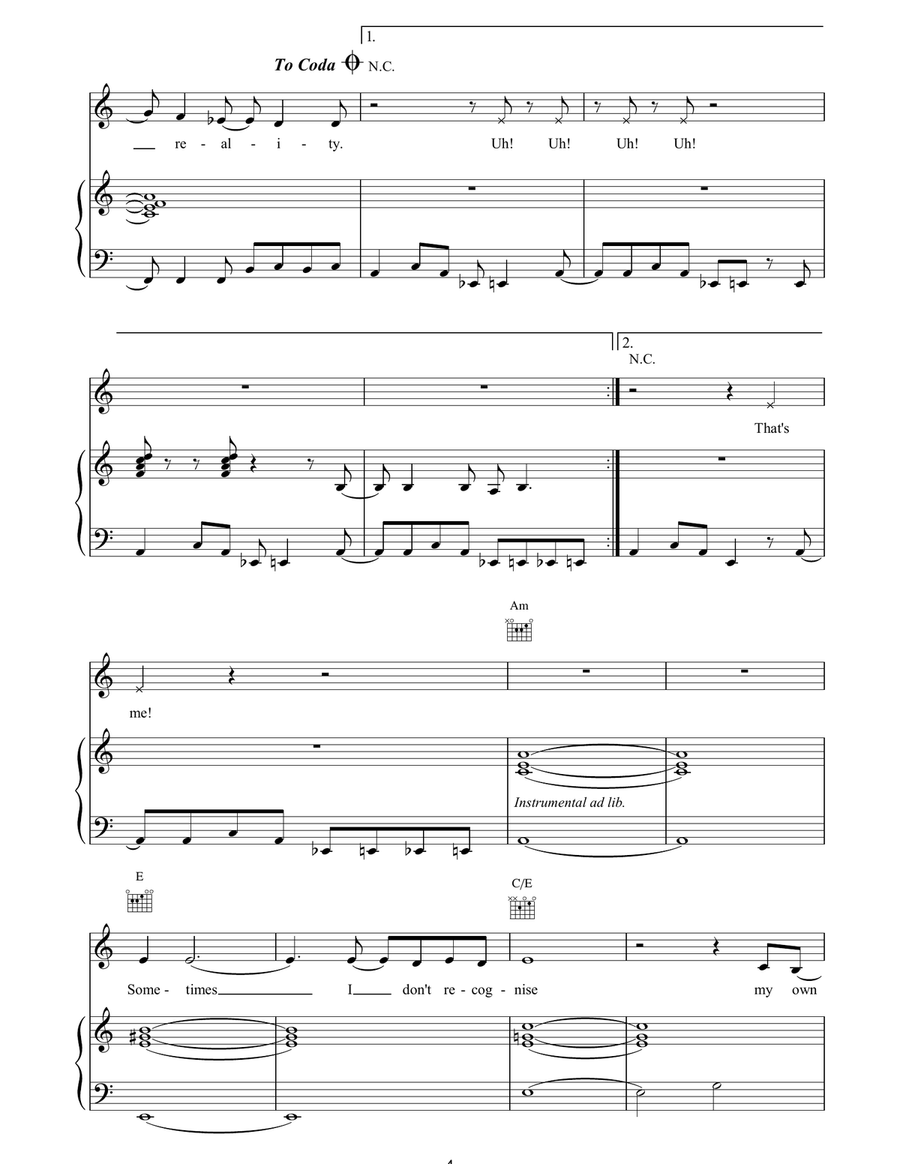 Look At Me Look At Me Piano, Vocal, Guitar scores gallery preview page 4
