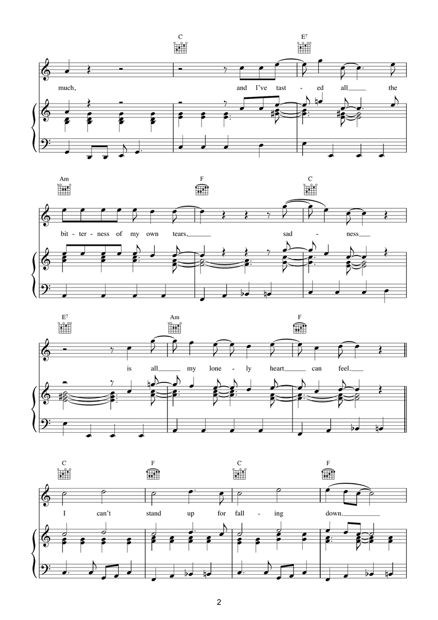 I Can't Stand Up For Falling Piano, Vocal, Guitar scores gallery preview page 2