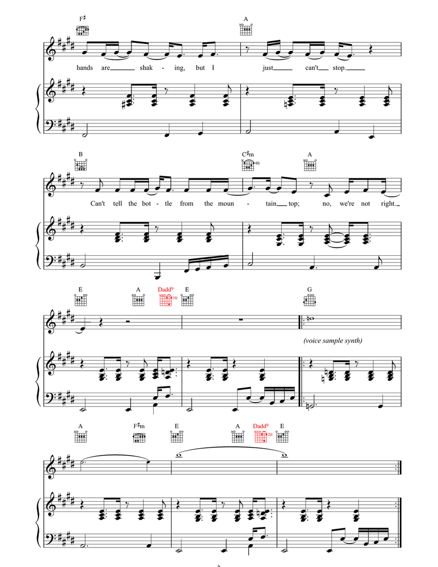 We're Not Right We're Not Right Piano, Vocal, Guitar scores gallery preview page 3