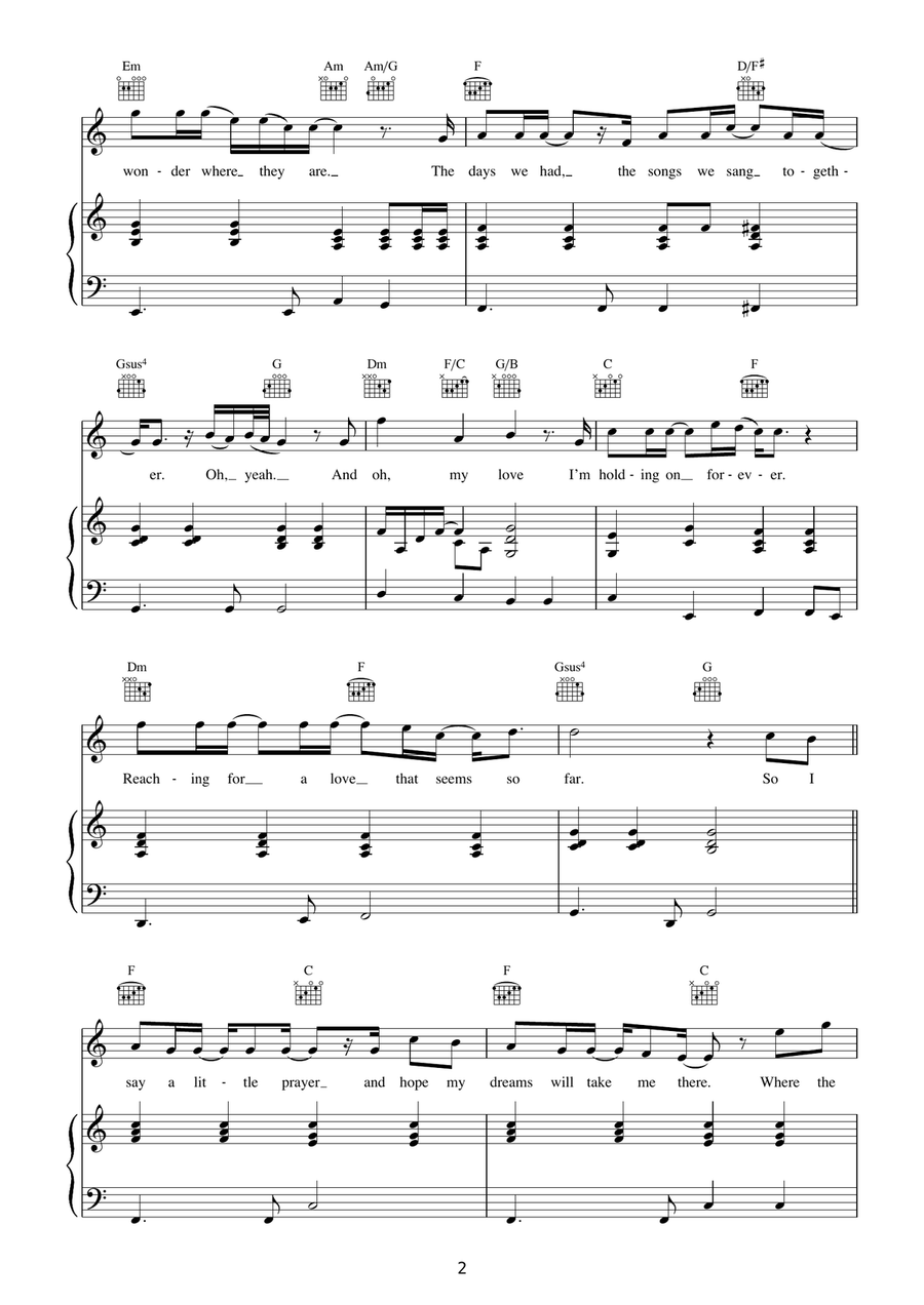 My Love My Love Piano, Vocal, Guitar scores gallery preview page 2