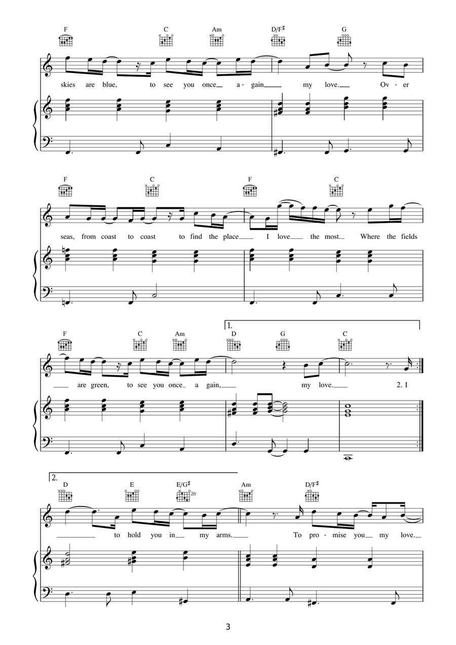 My Love My Love Piano, Vocal, Guitar scores gallery preview page 3