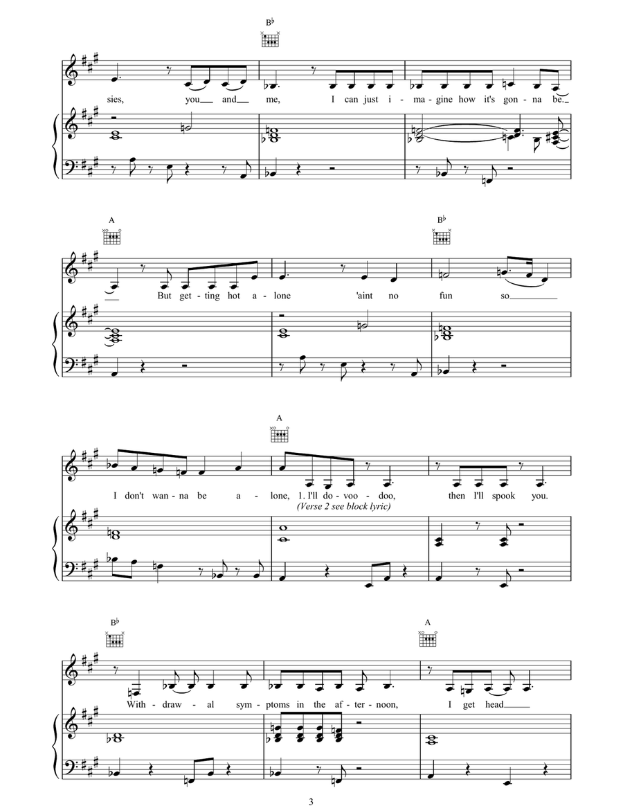 I Don't Wanna Be Alone I Don't Wanna Be Alone Piano, Vocal, Guitar scores gallery preview page 3