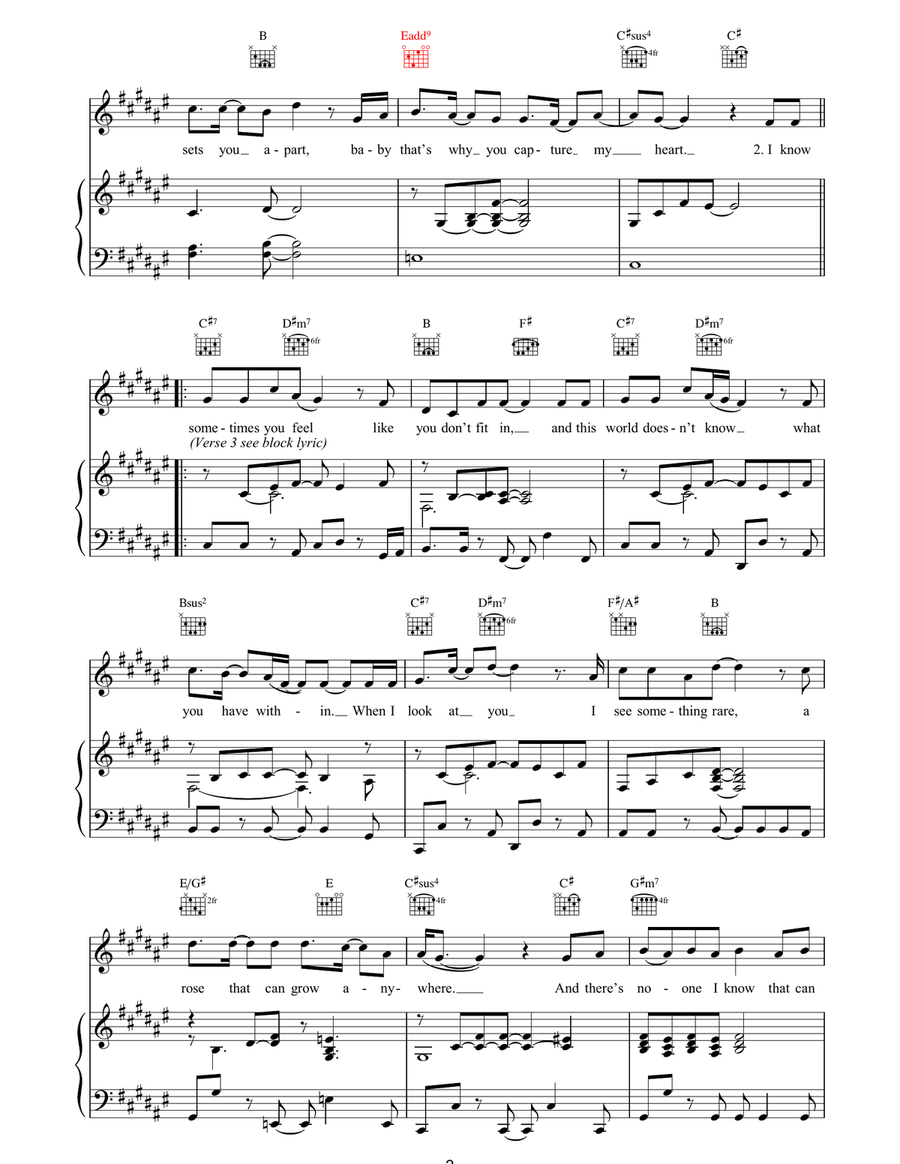What Makes You Different? (Makes You Beautiful) Piano, Vocal, Guitar scores gallery preview page 2