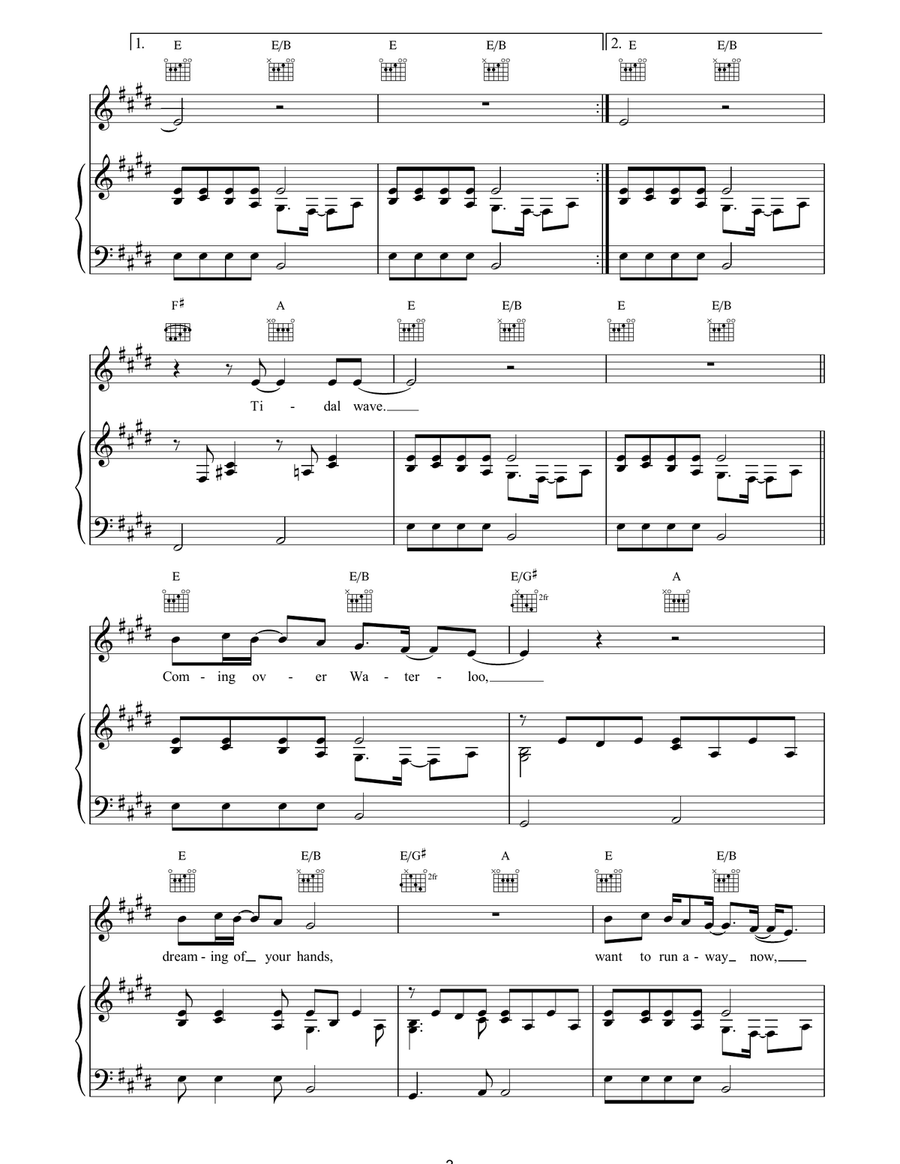 Tidal Wave Tidal Wave Piano, Vocal, Guitar scores gallery preview page 3