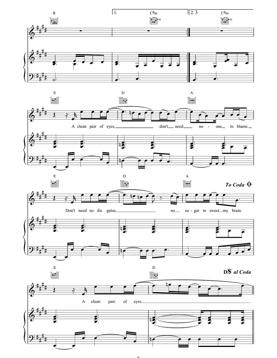 A Clean Pair Of Eyes A Clean Pair Of Eyes Piano, Vocal, Guitar scores gallery preview page 3