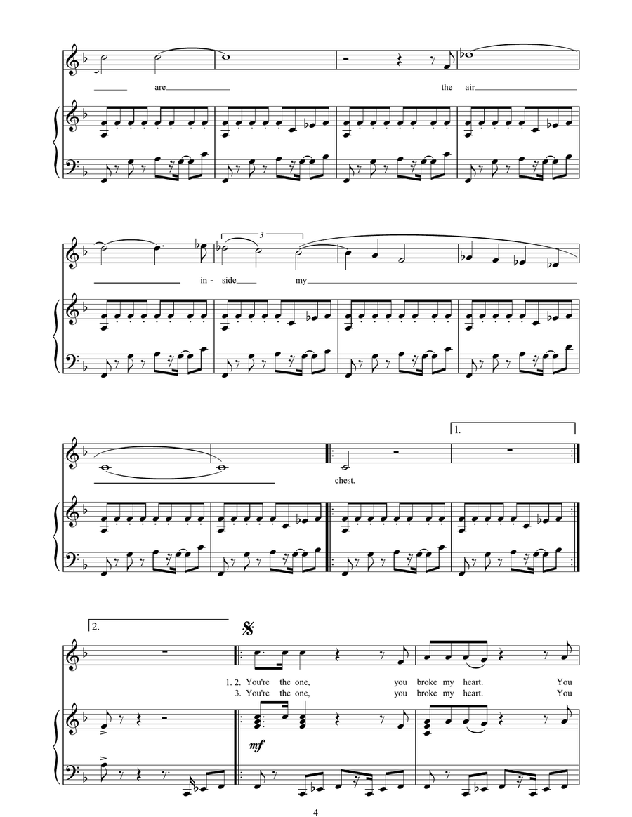 You're The One You're The One Piano, Vocal, Guitar scores gallery preview page 4