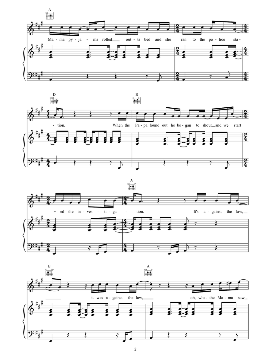 Me And Julio Down By The Schoolyard Piano, Vocal, Guitar scores gallery preview page 2