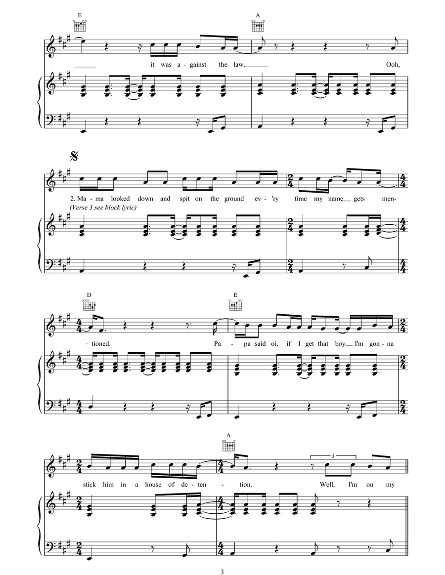Me And Julio Down By The Schoolyard Piano, Vocal, Guitar scores gallery preview page 3