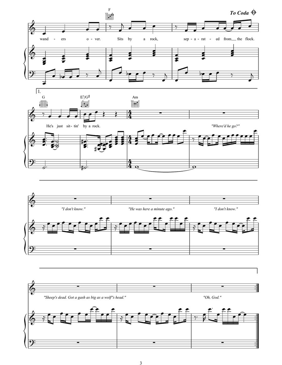 Pigs, Sheep And Wolves Piano, Vocal, Guitar scores gallery preview page 3