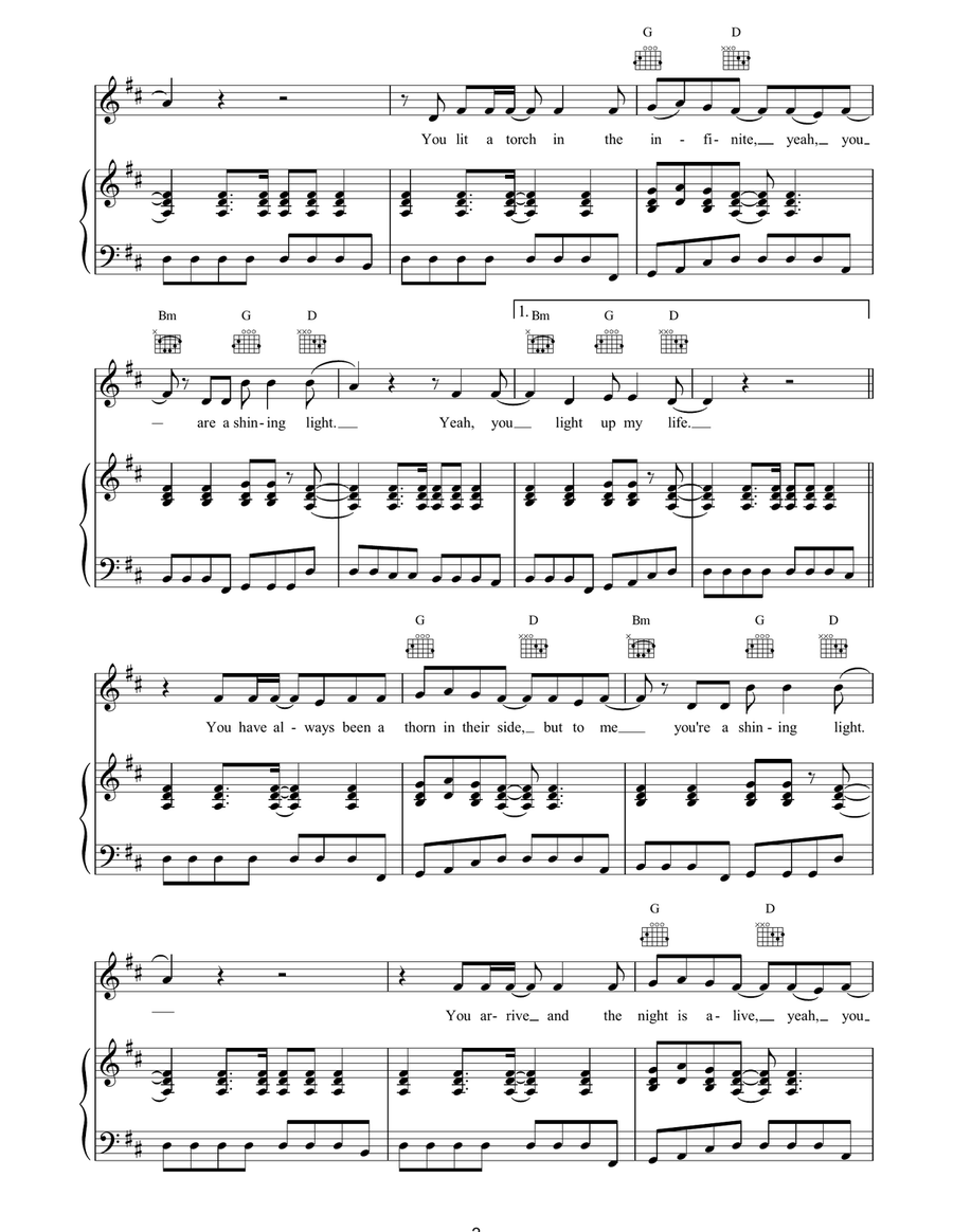 Shining Light Shining Light Piano, Vocal, Guitar scores gallery preview page 2