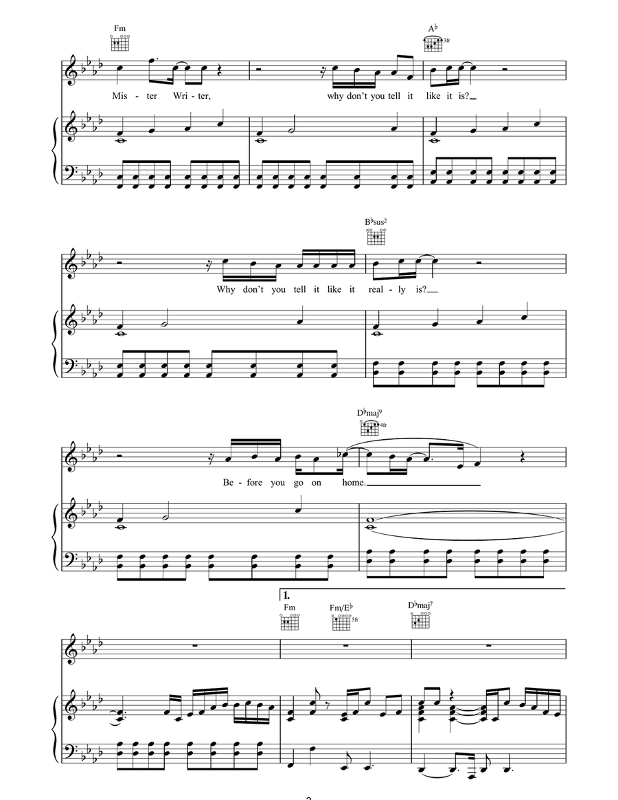 Mr. Writer Mr. Writer Piano, Vocal, Guitar scores gallery preview page 3