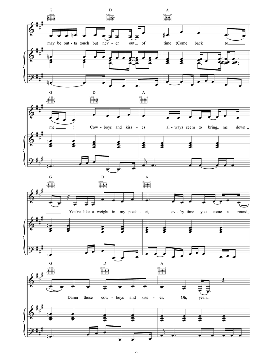 Cowboys & Kisses Cowboys & Kisses Piano, Vocal, Guitar scores gallery preview page 3