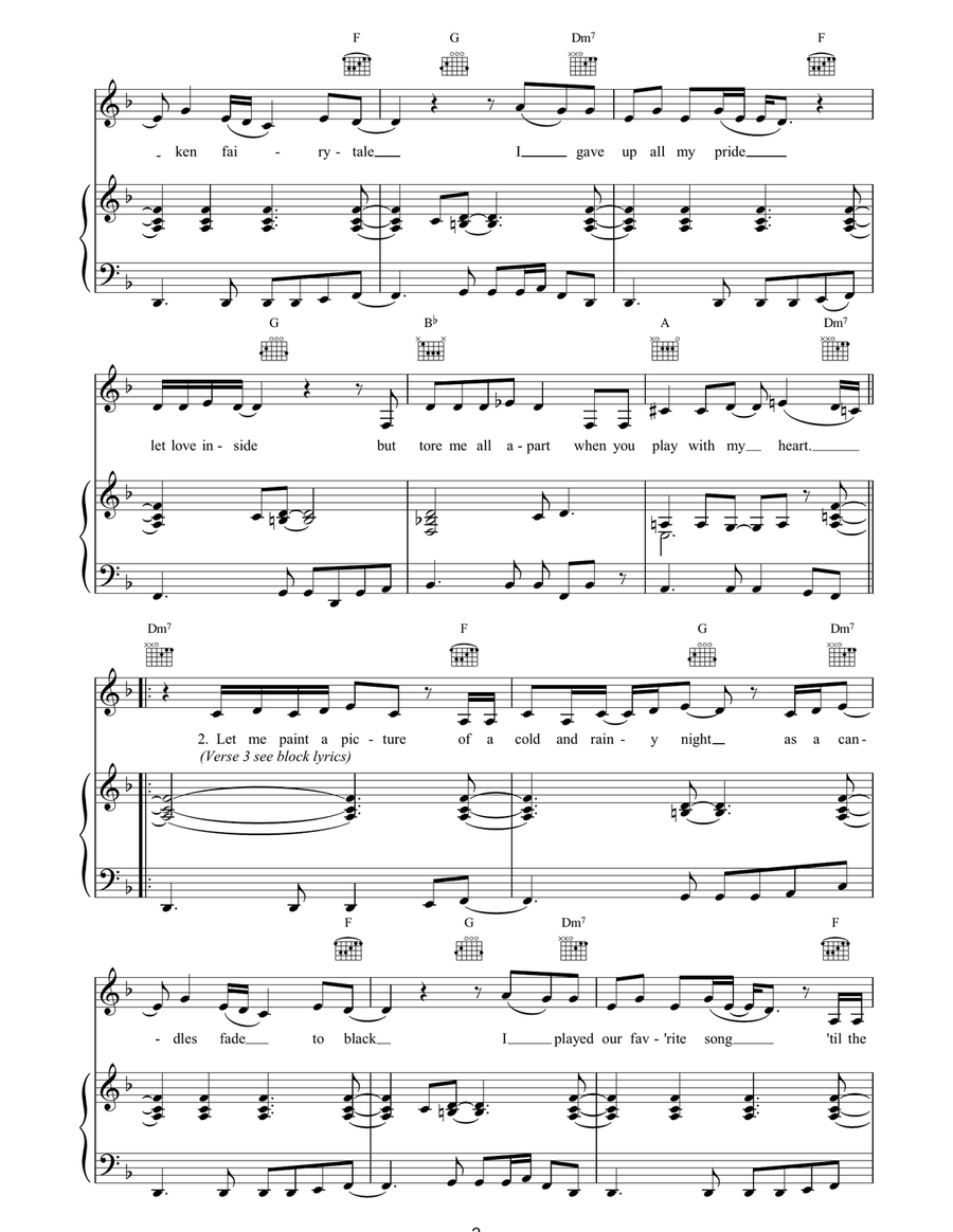 Black Roses Piano, Vocal, Guitar scores gallery preview page 2