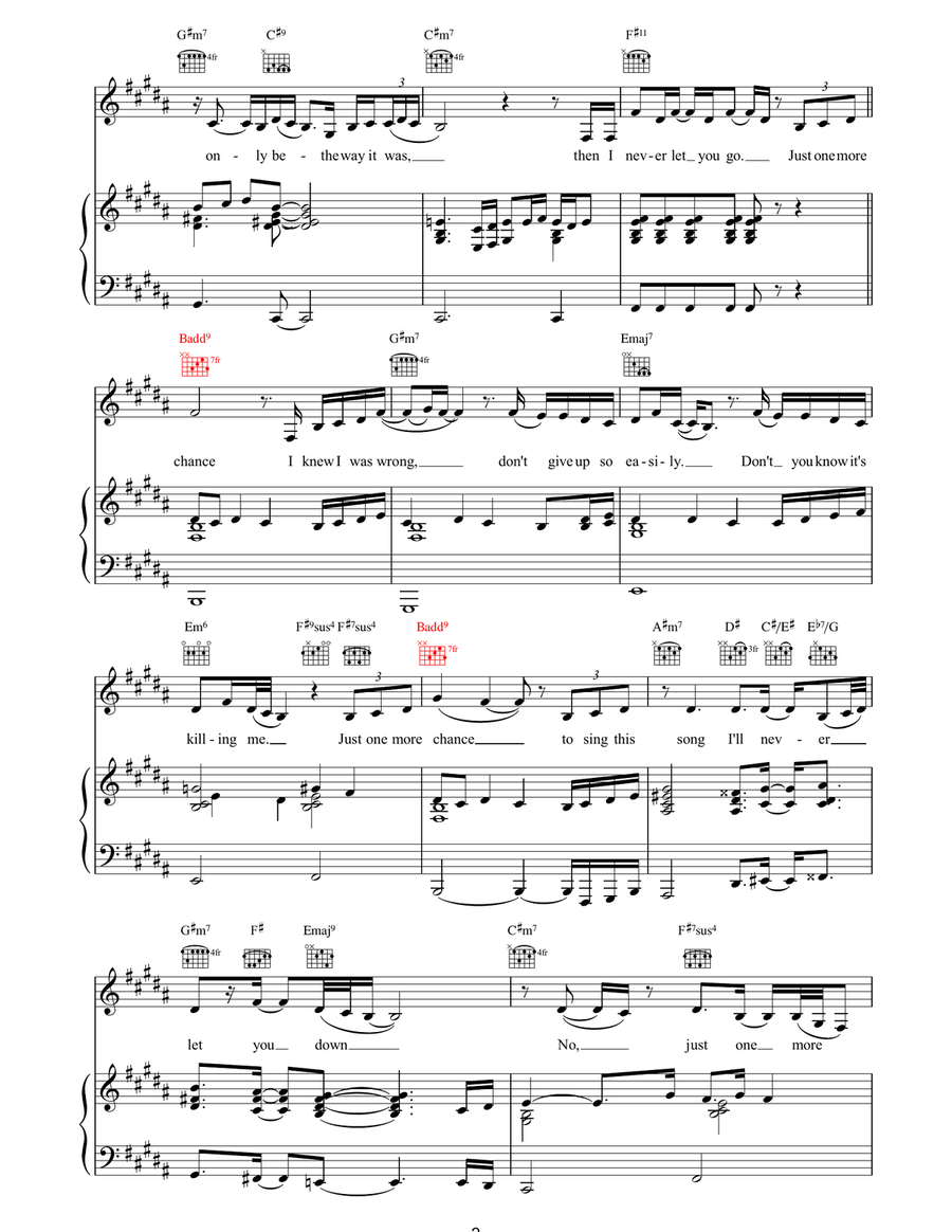 One More Chance One More Chance Piano, Vocal, Guitar scores gallery preview page 2