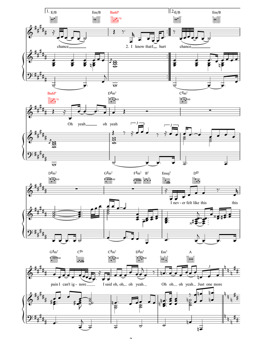 One More Chance One More Chance Piano, Vocal, Guitar scores gallery preview page 3
