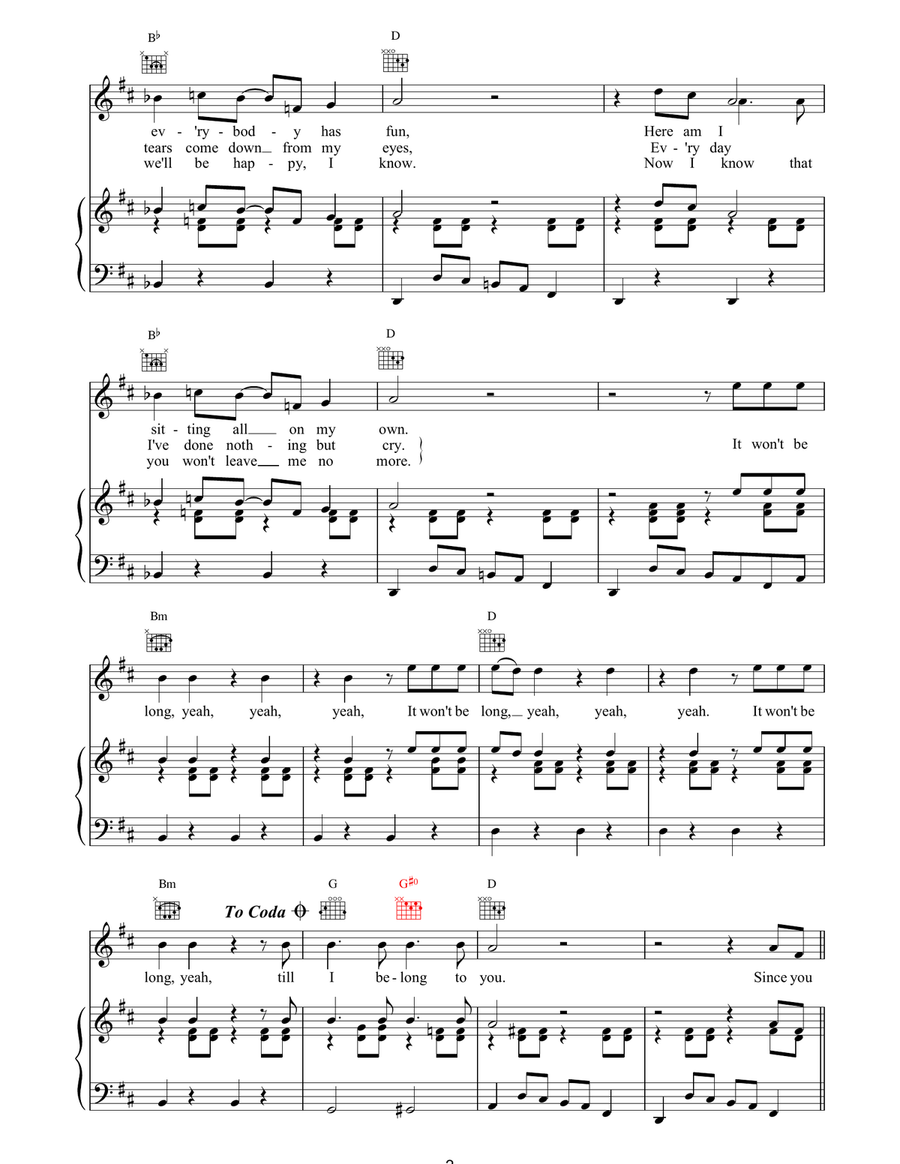 It Won't Be Long It Won't Be Long Piano, Vocal, Guitar scores gallery preview page 2
