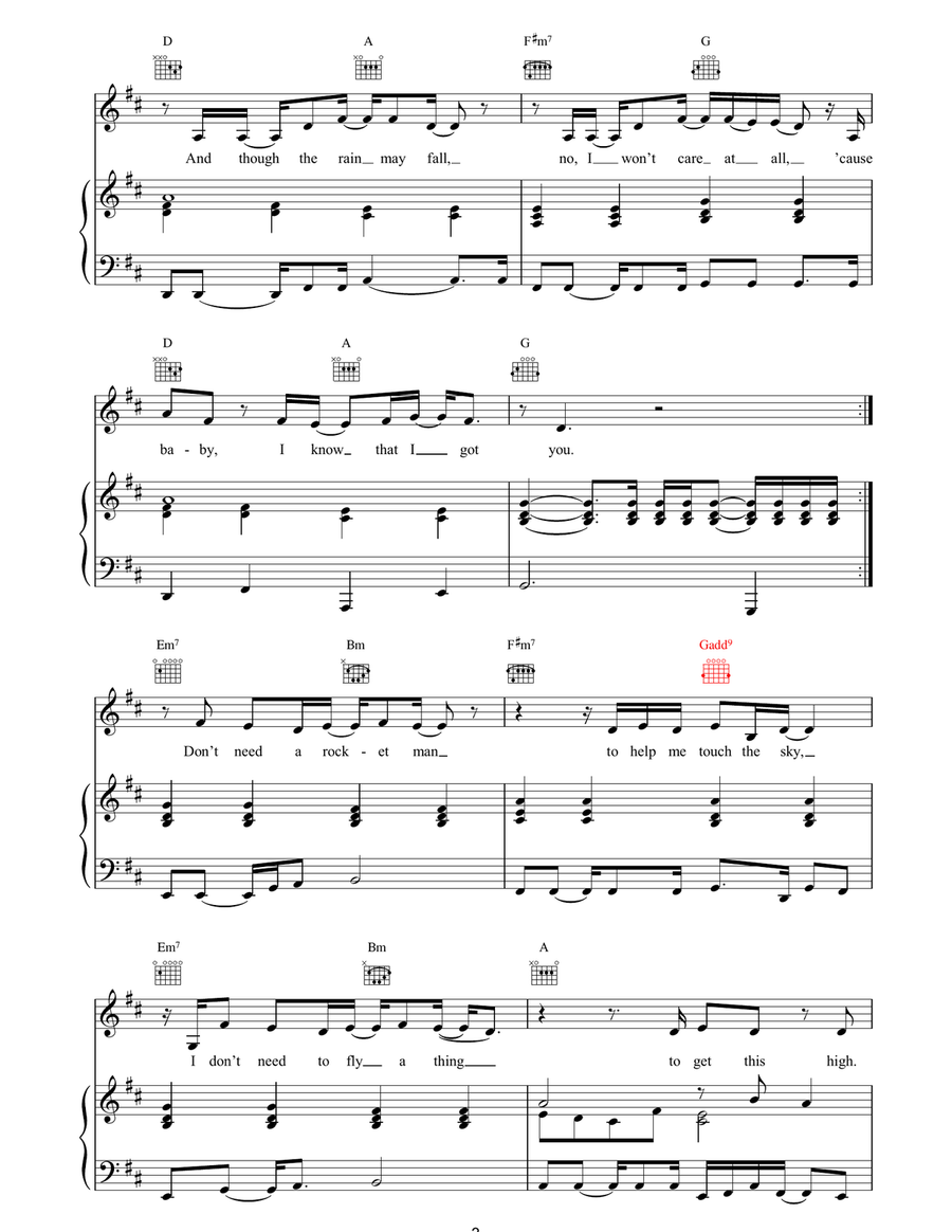Don't Need The Sun To Shine (To Make Me Smile) Piano, Vocal, Guitar scores gallery preview page 3