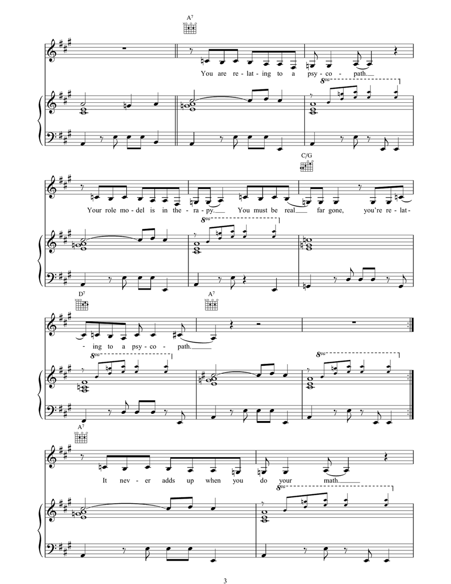 Relating To A Psychopath Relating To A Psychopath Piano, Vocal, Guitar scores gallery preview page 3