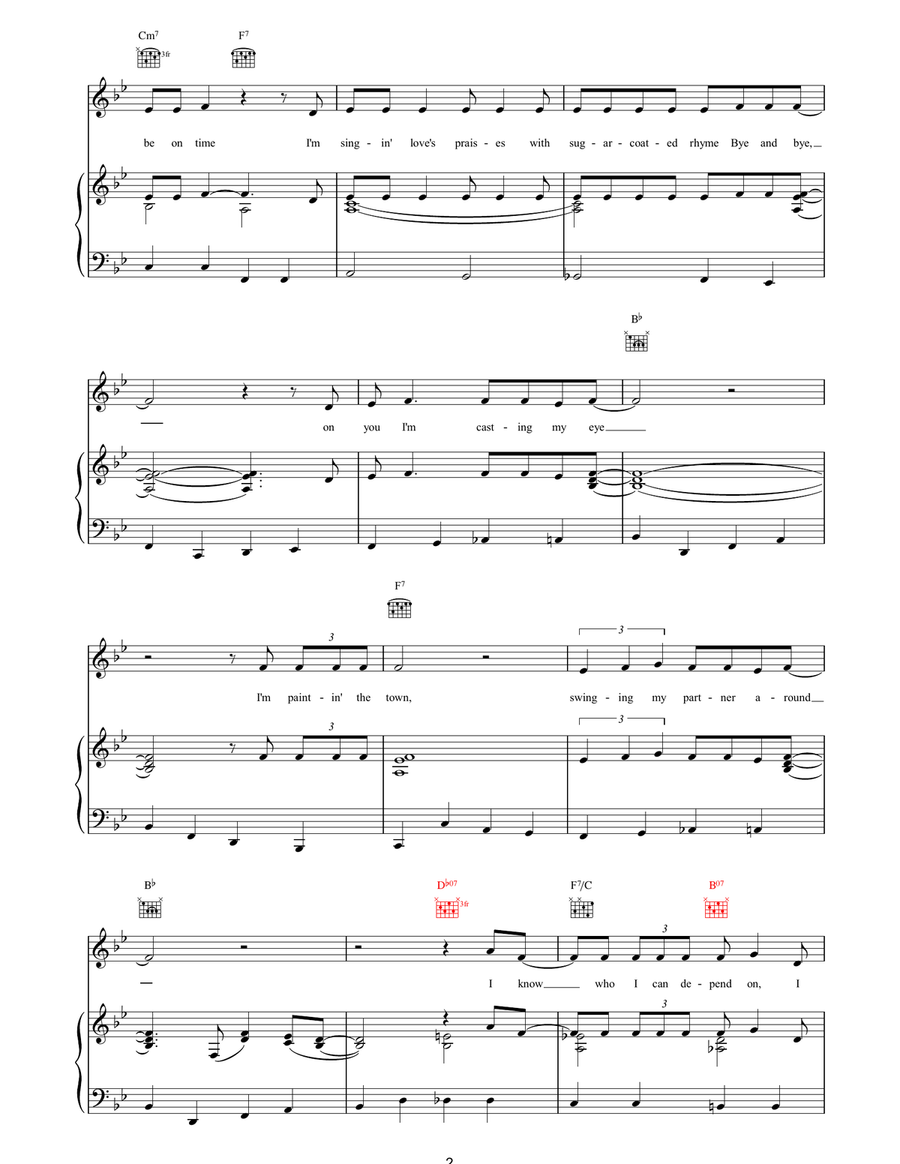 Bye and Bye Bye and Bye Piano, Vocal, Guitar scores gallery preview page 2