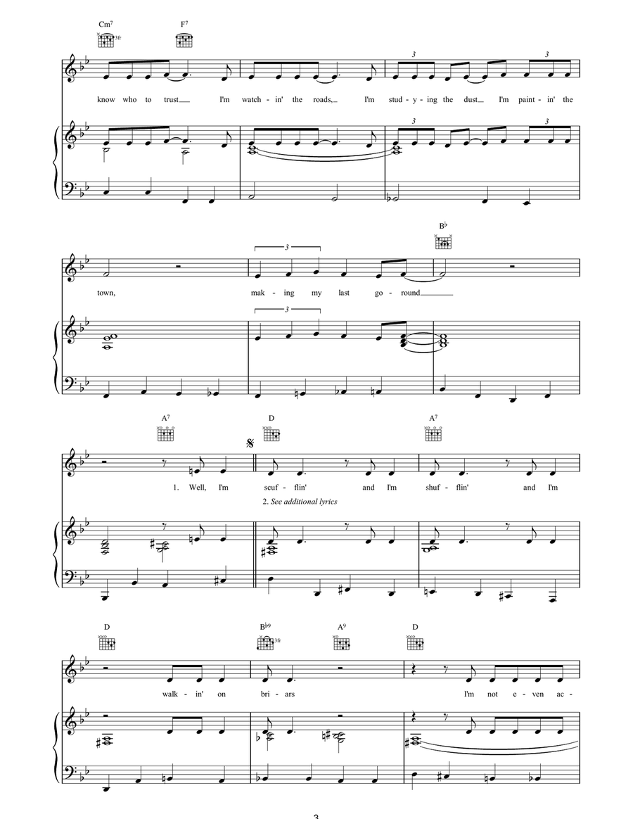 Bye and Bye Bye and Bye Piano, Vocal, Guitar scores gallery preview page 3