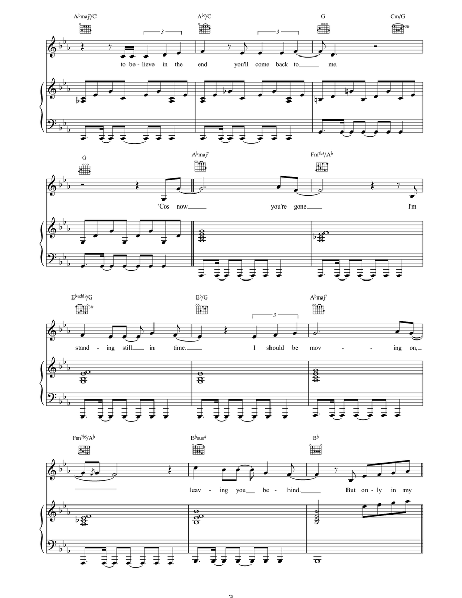 Only In My Dreams Only In My Dreams Piano, Vocal, Guitar scores gallery preview page 3