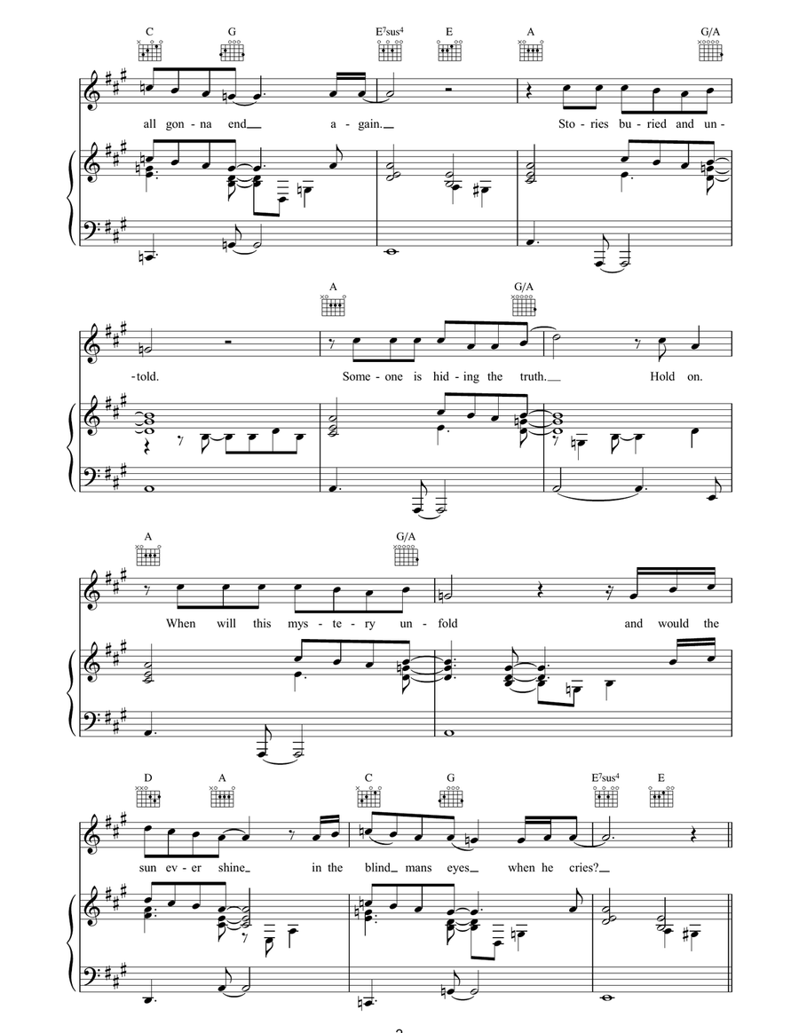 Cry Cry Piano, Vocal, Guitar scores gallery preview page 2
