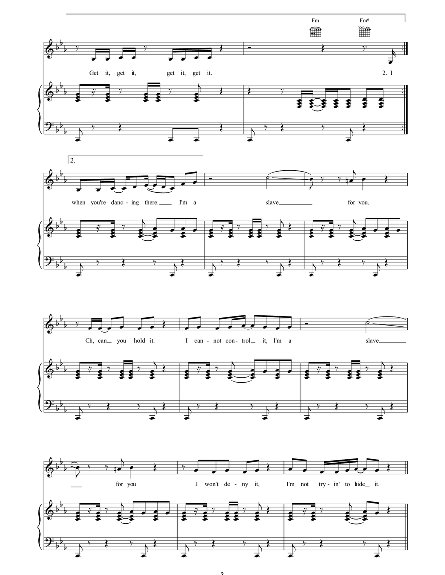 I'm A Slave 4 U I'm A Slave 4 U Piano, Vocal, Guitar scores gallery preview page 3