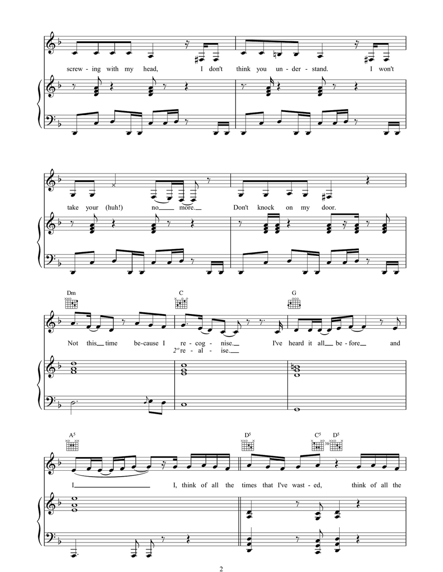 Lonely Lonely Piano, Vocal, Guitar scores gallery preview page 2