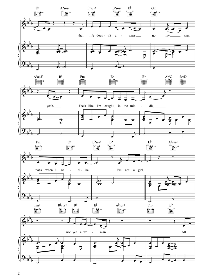 I'm Not A Girl, Not Yet A Woman Piano, Vocal, Guitar scores gallery preview page 2